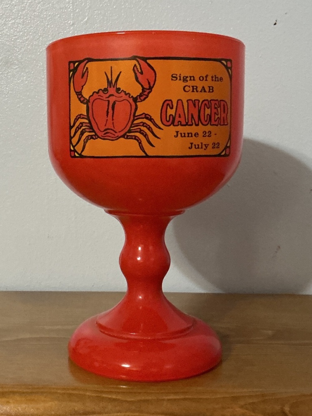 Vintage Tiara Indiana Glass Zodiac Goblet Cancer Red